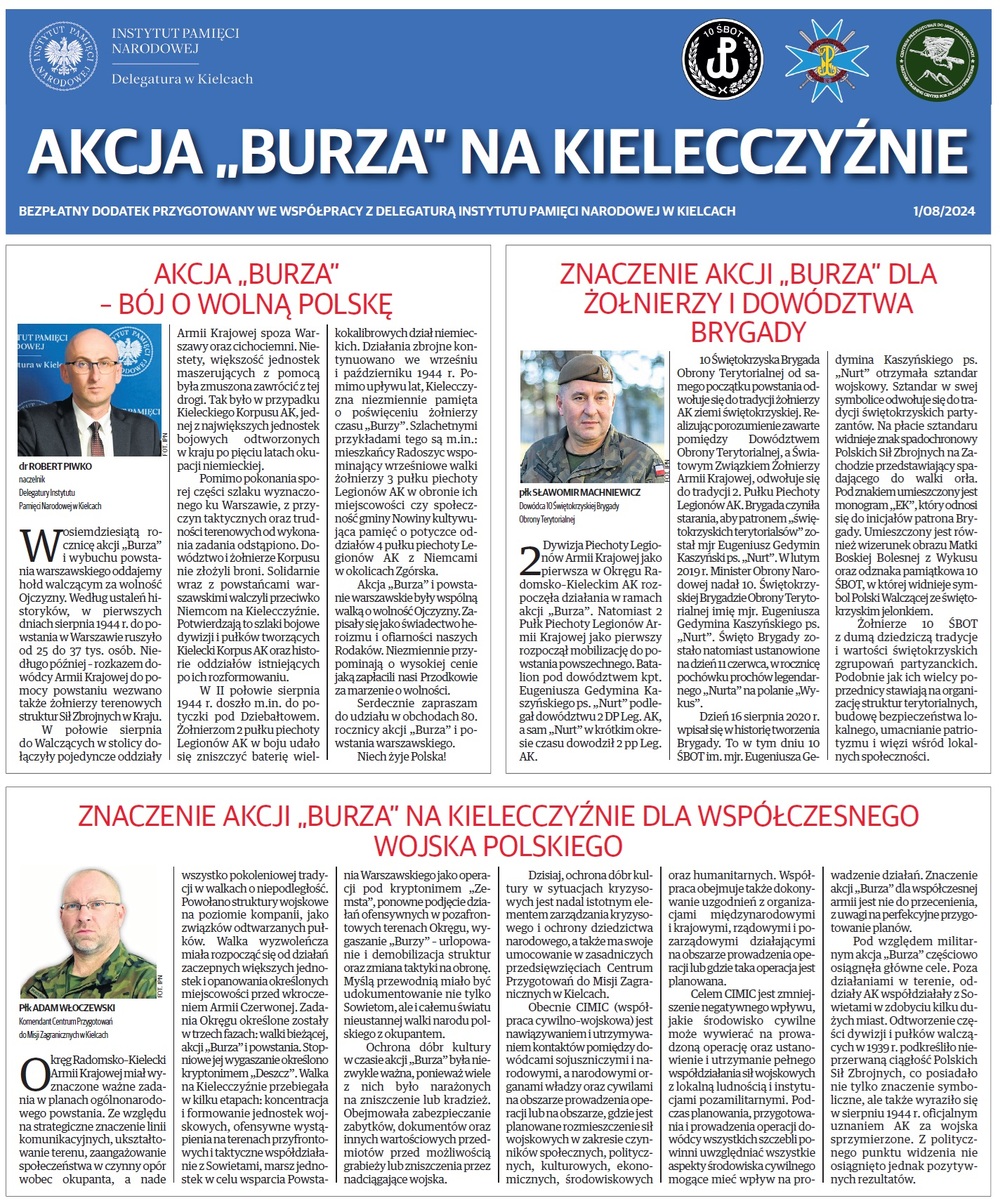 Akcja „Burza” na Kielecczyźnie – dodatek prasowy [PDF]