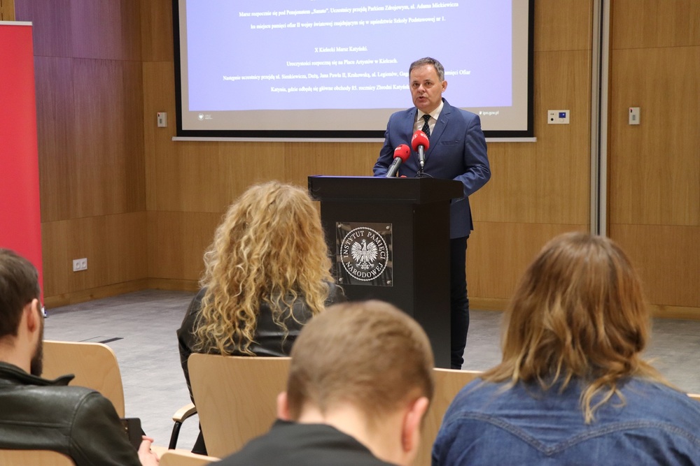 Konferencja prasowa. 85. rocznica Zbrodni Katyńskiej – obchody w Kielcach i regionie. 26 marca 2025. Fot. Dariusz Skrzytniarz (IPN)