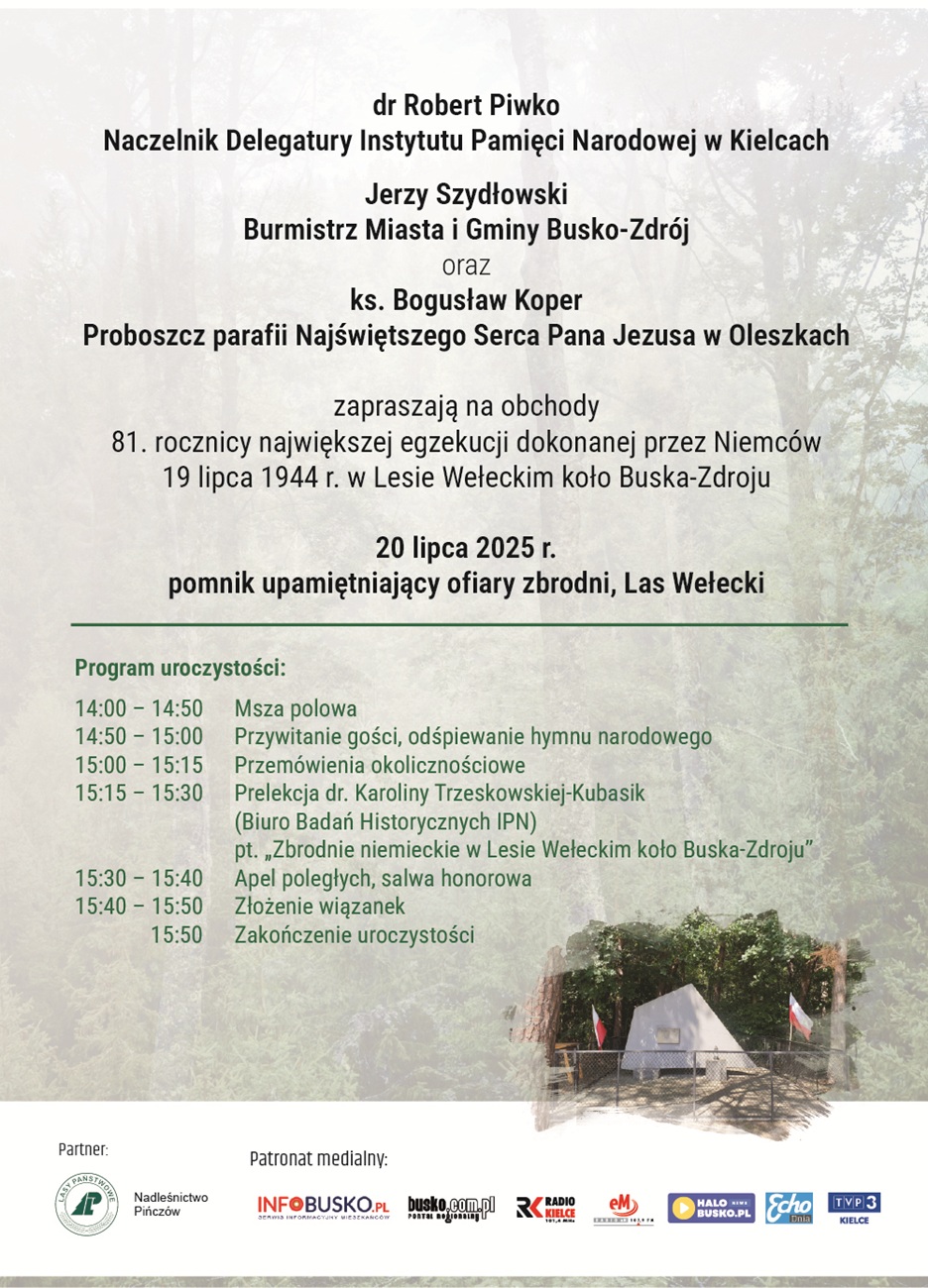 81. rocznica rozstrzelania polskich patriotów w Lesie Wełeckim koło Buska-Zdroju