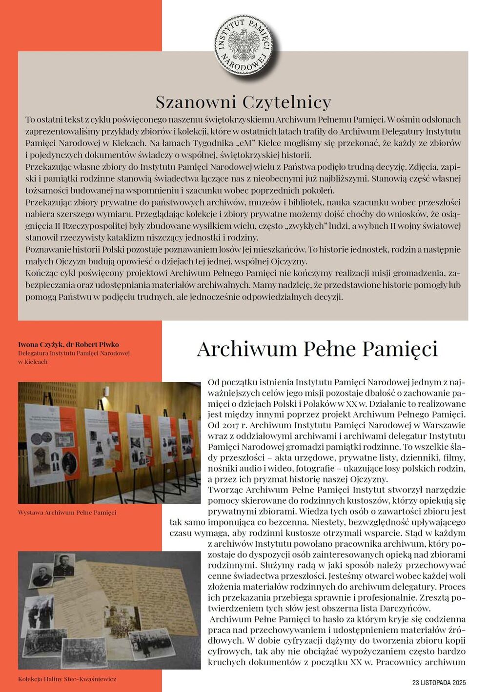 Podsumowanie cyklu o świętokrzyskim Archiwum Pełnym Pamięci