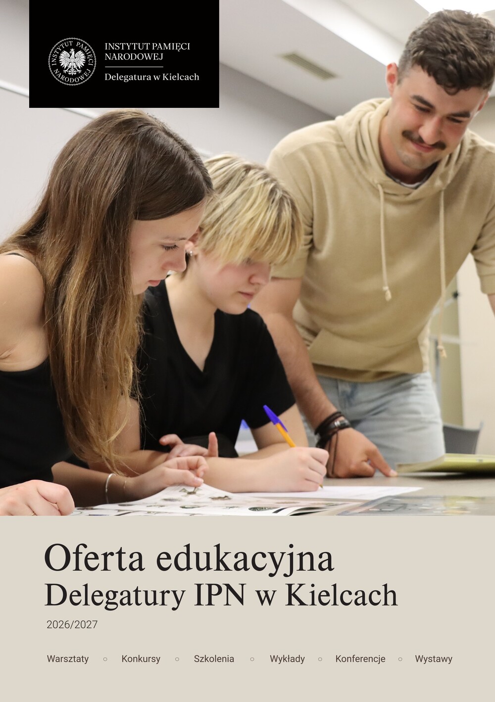 Broszura z ofertą edukacyjną Delegatury Instytutu Pamięci Narodowej w Kielcach na rok szkolny 2026/2027