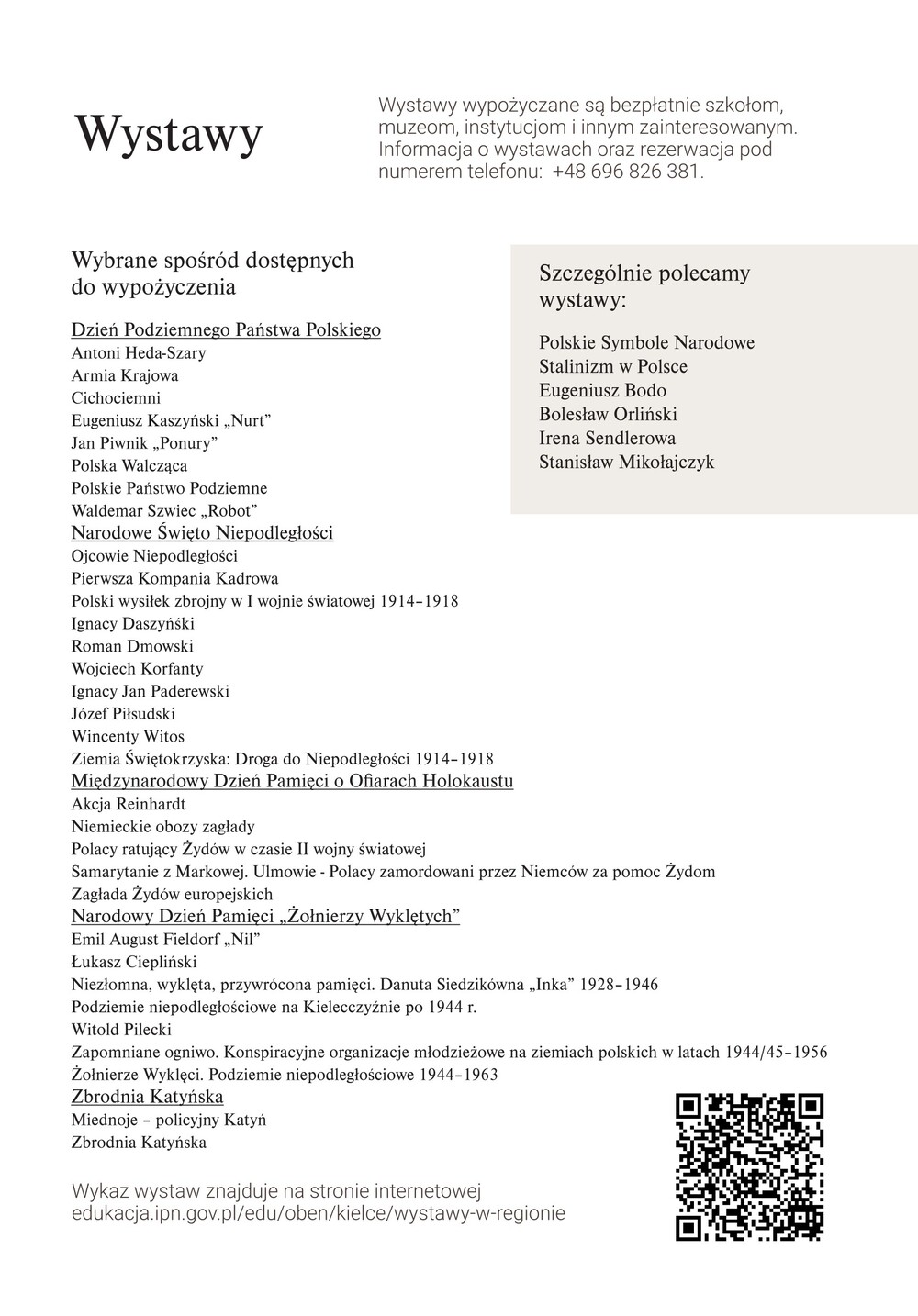 Broszura z ofertą edukacyjną Delegatury Instytutu Pamięci Narodowej w Kielcach na rok szkolny 2026/2027