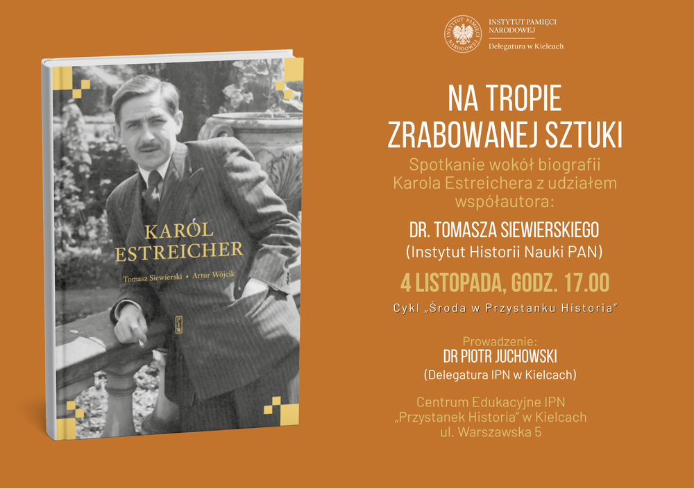 Plakat zapowiadający „Środę w Przystanku Historia” - spotkanie, które odbędzie się 4 listopada
