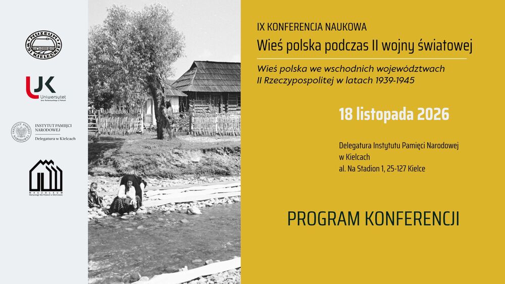 Grafika zapowiadająca IX konferencję naukową „Wieś polska podczas II wojny światowej”