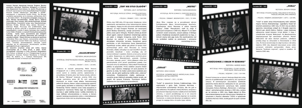 Program VIII Kieleckiego Przeglądu Polskich Filmów Fabularnych „Historia w filmie”