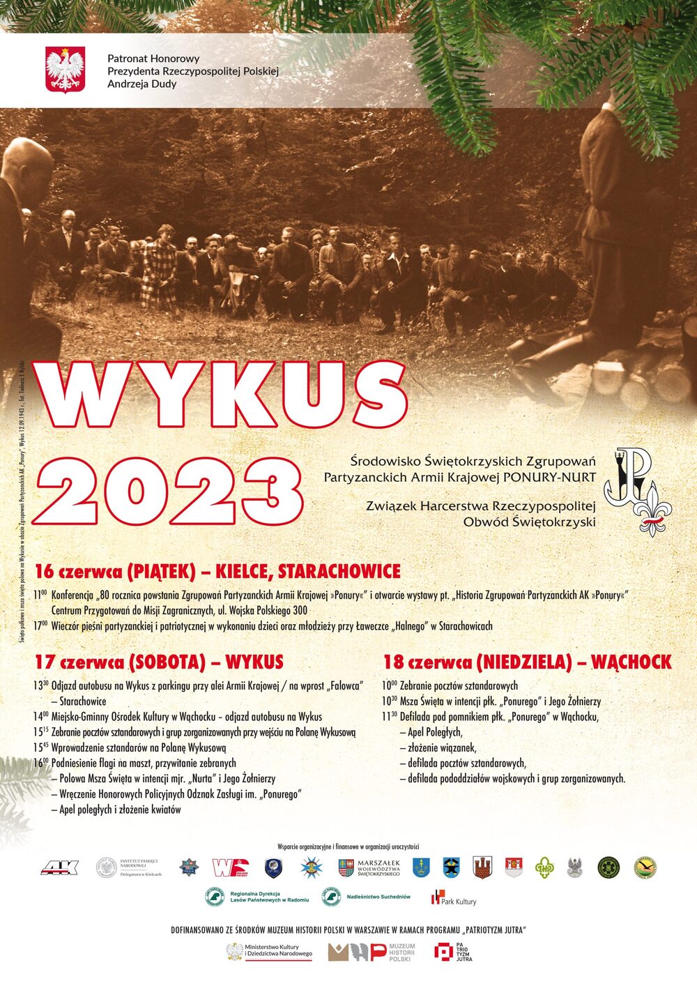 Uroczystość na Wykusie upamiętniająca partyzantów