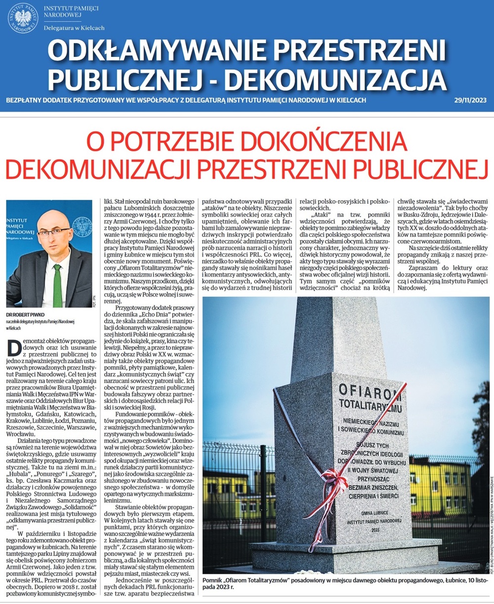 Odkłamywanie przestrzeni publicznej – dekomunizacja – dodatek prasowy [PDF]